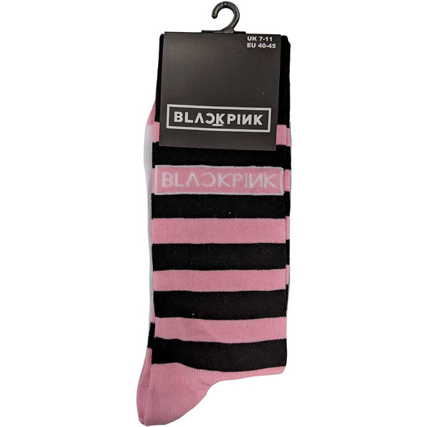 BLACKPINK UNISEX ANKLE SOCKS: STRIPES AND LOGO WHITE BOTTOM