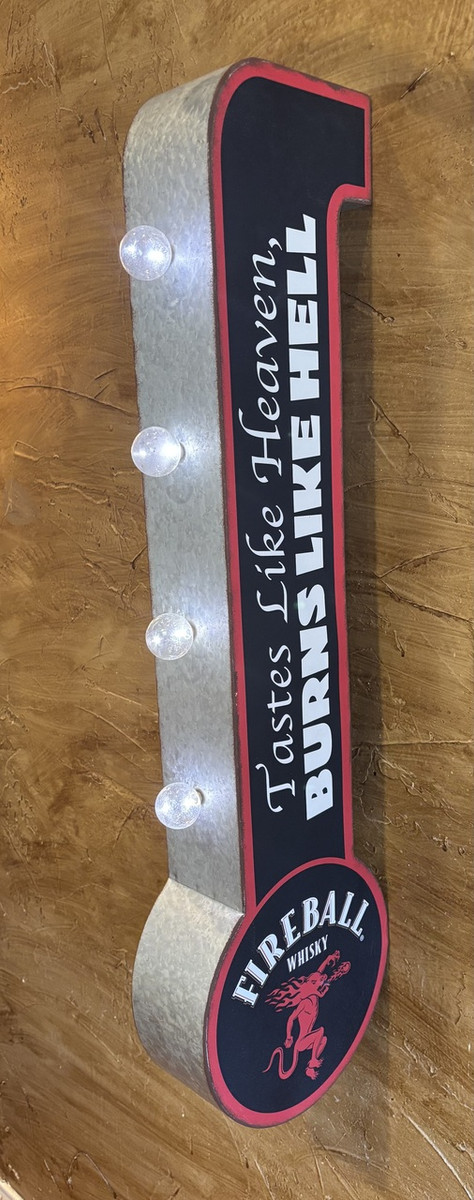 FIREBALL BURNS LIKE HELL Vintage LED Double-Sided Marquee Sign