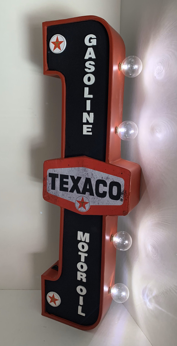TEXACO GASOLINE MOTOR OIL Vintage LED Double-Sided Marquee Sign