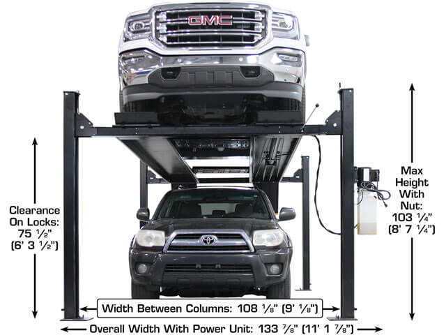 Apex 9 ALI Certified Hobbyist 9,000 Lb. Capacity 4 Post Parking Car Lift