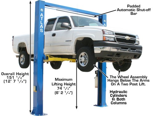 Atlas OH-10X 2 Post Overhead Lift dimensions
