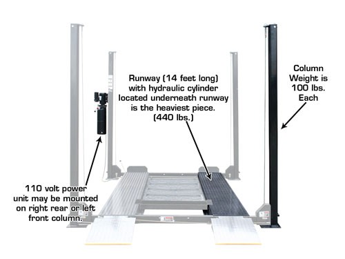 Atlas Garage Pro 8,000 EXT 4 Post Car Lift dimensions