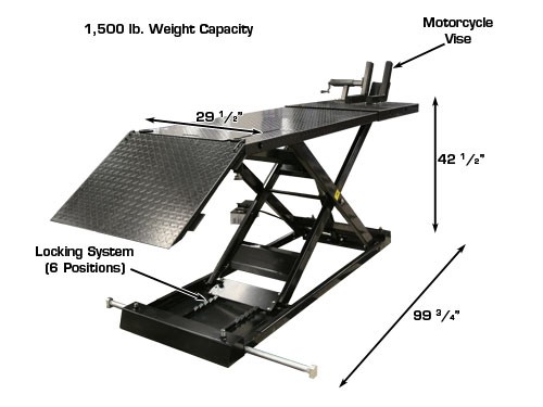 Atlas HI-RISE 1500 Motorcycle/ATV Lift  Dimensions