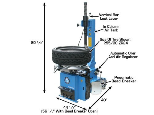 Atlas TC289 Tire Changer Dimensions Atlas TC289 Tire Changer Dimensions