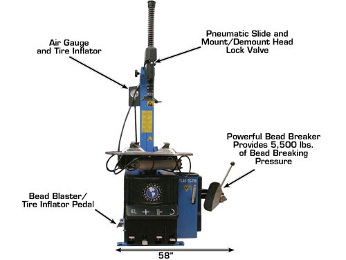 ATLAS TC755 Tilt-Back Electric/Pneumatic Tire Changer w/Bead Blaster