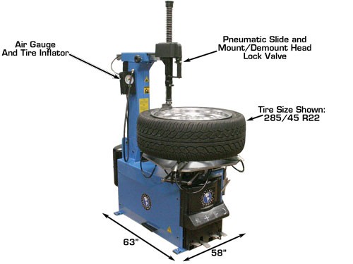 Atlas TC755 Tire Changer Dimensions