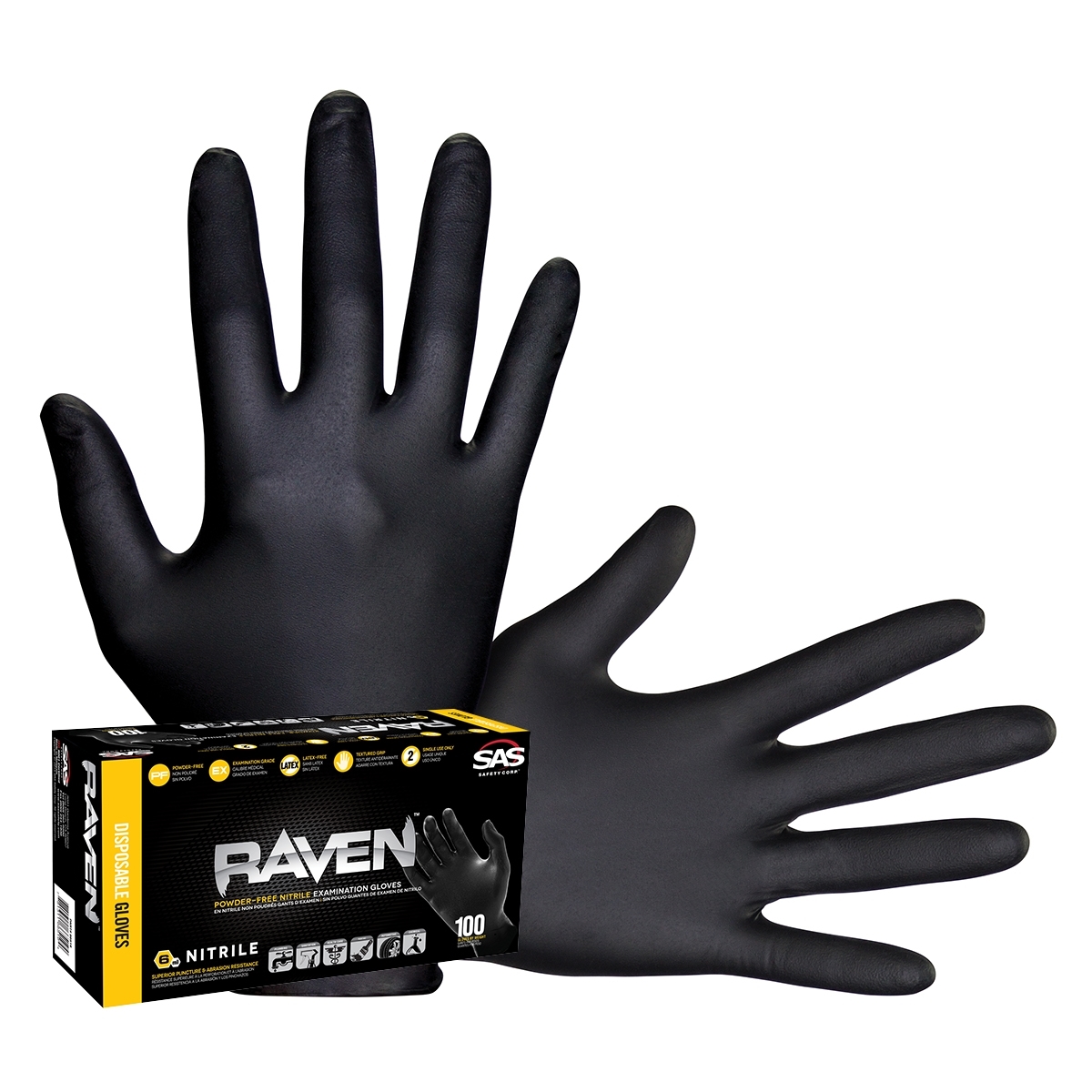 RAVEN BLACK 6MIL PF NITRILE GLOVES XXL (PK OF 100)