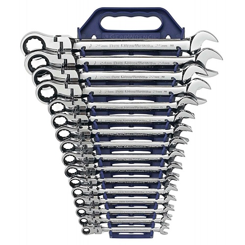 16 Pc. 12PT Flex Head Ratchet Combi Metric Wrench