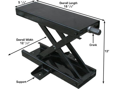 Atlas Motorcycle Jack (HTBJ) Dimensions