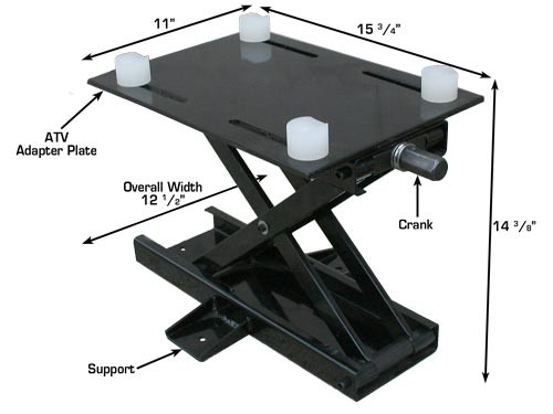 Atlas Motorcycle Jack (HTBJ) Dimensions