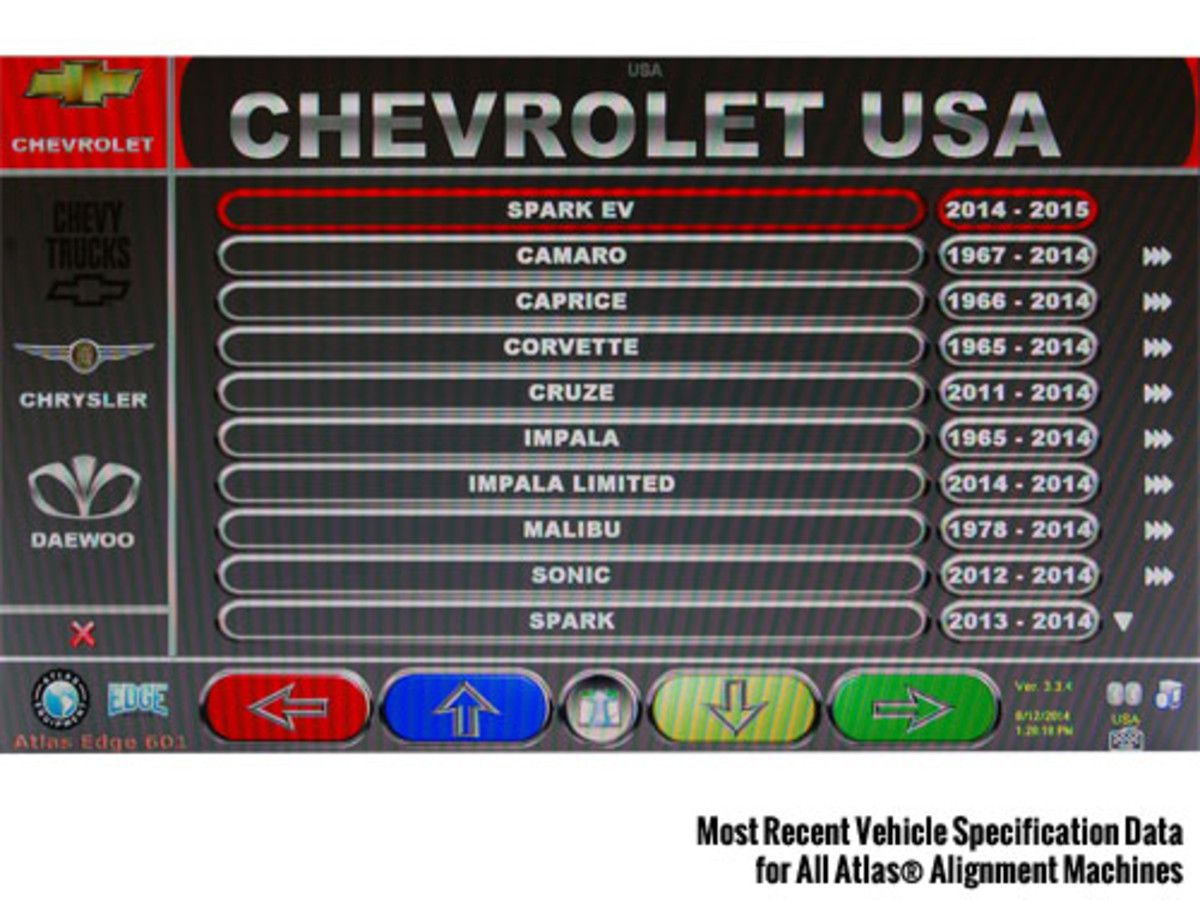 ATLAS Alignment Machine Vehicle Specification Data Update