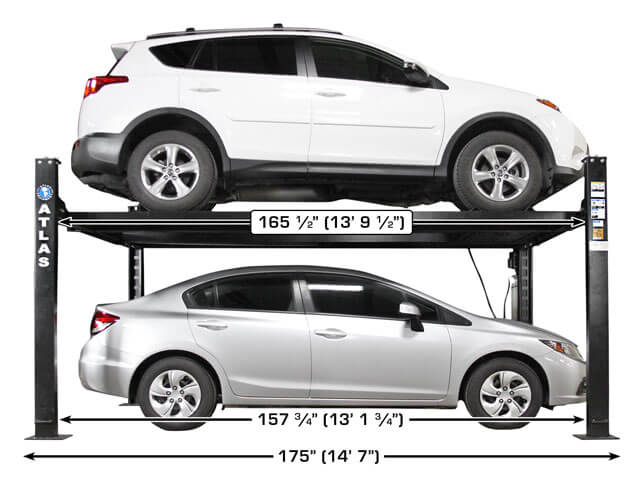 Apex 8  Four Post Lift - Dimensions