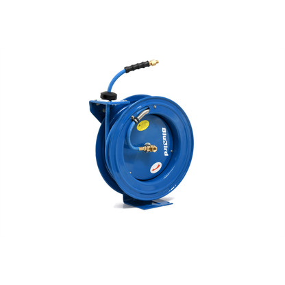 BLUBIRD BBRHD3850 18ga. Retractable Hose Reel with 3/8 X 50' Air Hose, 12 Point Ratcheting Gear, Next-Gen Rubber, Lightest, Strongest, Most