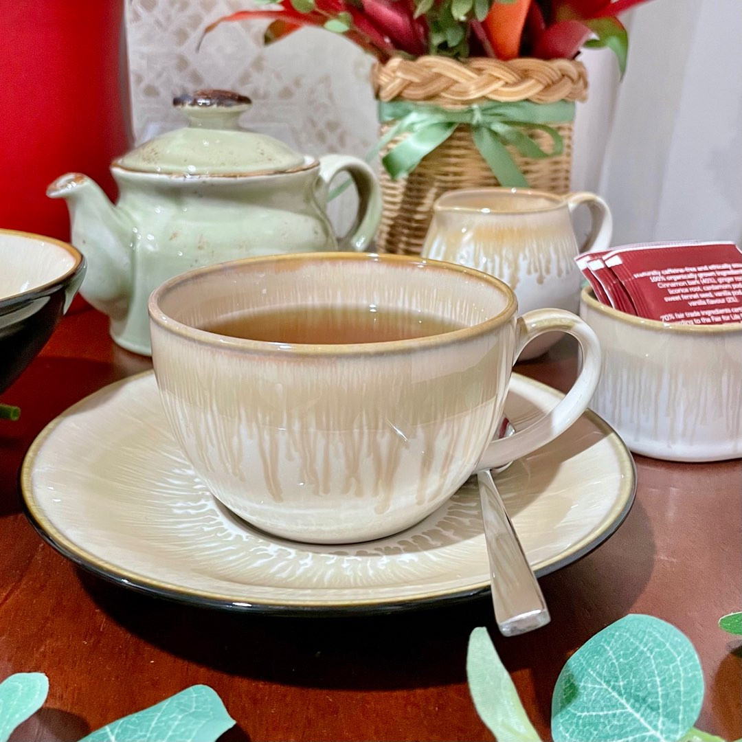 176 ml Coffee/ Tea Cup and 6 in. Saucer - Bloom Limestone - Allegre