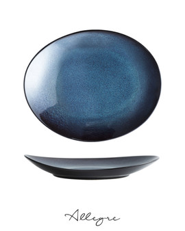 11.5 in. Ovalish Dinner Plate/ Serving Plate - Rustic Lapis