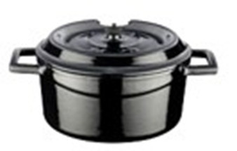 28 cm Black Cast Iron Round Casserole 6.71 L - Lava