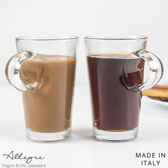 262 ml (9.25 oz) Thick-Walled Glass Coffee/ Tea Mug, Set of 2 - Elba