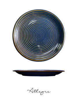 10.75 in. Ripple Dinner Plate/ Serving Plate for 2 to 3 Persons - Harmony Blue