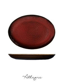 11 in. Oval Serving Plate for 8 to 10 Persons - Harmony Crimson