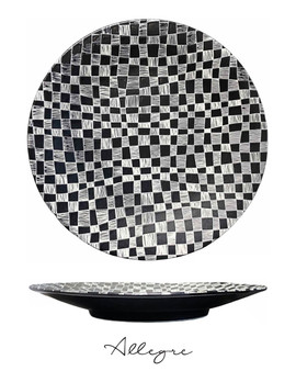 12.25 in. Show Plate/ Serving Plate for 6 to 8 Persons - Checkers Ebony