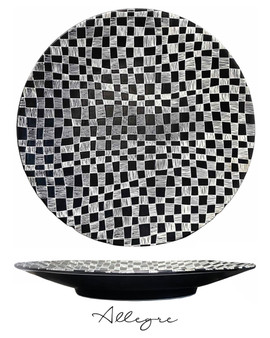 13.5 in. Show Plate/ Serving Plate for 8 to 10 Persons - Checkers Ebony