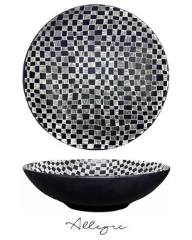 3 L Serving Bowl for 10 to 12 Persons/ Large Pasta Bowl 11.5 in. - Checkers Ebony