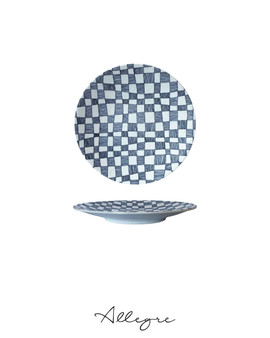 7 in. Dessert/ Cake Plate - Checkers Ivory