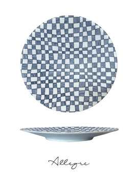 10.75 in. Dinner Plate/ Serving Plate for 2 to 3 Persons - Checkers Ivory