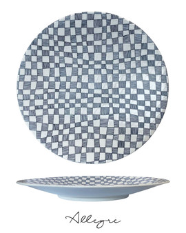12.25 in. Show Plate/ Serving Plate for 6 to 8 Persons - Checkers Ivory
