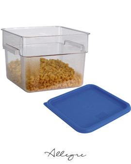 Polycarbonate Food Container 12 L. with Blue Square Lid 11.4 in.