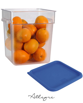 Polycarbonate Food Container 18 L. with Blue Square Lid 11.4 in.