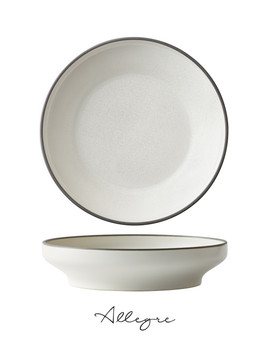 10.25  in. Raised Salad/ Pasta Plate/ Shallow Serving Dish for 3 to 4 Persons 1.5 L - MOD Dusted White