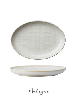 10.75 in. Oval Dinner Plate/ Serving Plate for 2 to 3 Persons - Knit Warm Beige