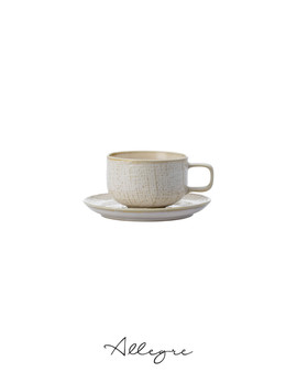 166 ml Coffee/ Tea Cup and 5.25 in. Saucer - Knit Warm Beige