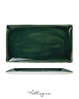 13in. L x 7.5in. W - Rectangle Serving Plate for 4 to 5 Persons - Vesuvius Burnt Emerald