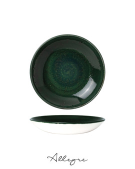 8.5 in. Individual Salad Bowl/ Shallow Serving Dish for 2 Persons 850 ml - Vesuvius Burnt Emerald