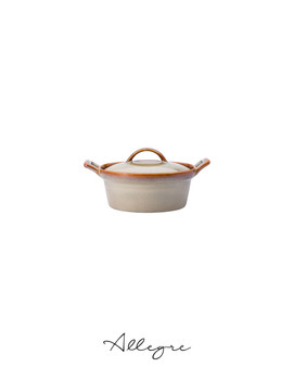 235 ml Shallow Bake & Serve Dish with Lid 6.5 in. - Rustic Sama