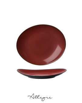 9 in. Ovalish Salad Plate - Rustic Crimson