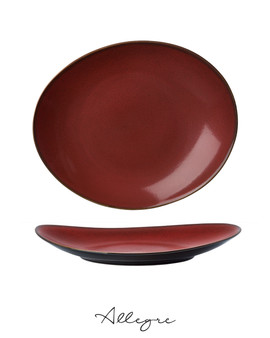 11.5 in. Ovalish Dinner Plate/ Serving Plate - Rustic Crimson
