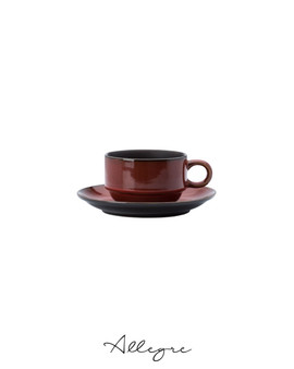 180 ml Stackable Coffee Cup and 5.75 in. Saucer - Rustic Crimson