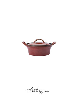 235 ml Shallow Bake & Serve Dish with Lid 6.5 in. - Rustic Crimson
