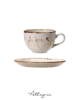 340 ml Large Cappuccino/ Coffee Cup and 6.5 in. Saucer - Speckled White