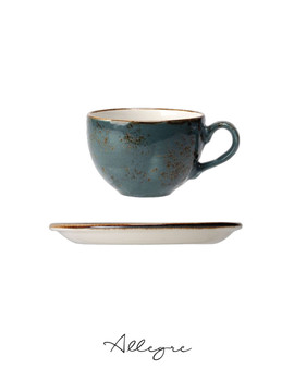 340 ml Large Cappuccino/ Coffee Cup and 6.5 in. Saucer  - Speckled Blue