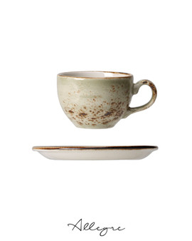 340 ml Large Cappuccino/ Coffee Cup and 6.5 in. Saucer - Speckled Green
