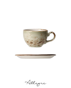 228 ml Cappuccino/ Coffee/ Tea Cup and 5.75 in. Saucer - Speckled Green