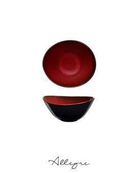 408 ml Ovalish Soup, Congee, Cereal Bowl 6 in. - Rustic Crimson