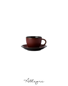 88 ml Espresso Cup and 4.25 in. Saucer - Rustic Crimson