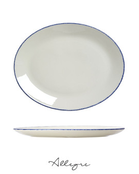 12 in. Oval Steak Plate/ Serving Plate for 5 to 7 Persons - Azure