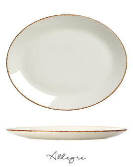 13.5 in. Oval Serving Plate for 8 to 10 Persons - Sand