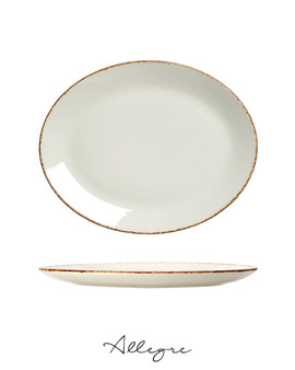 11 in. Oval Dinner Plate/ Serving Plate for 3 to 4 Persons - Sand